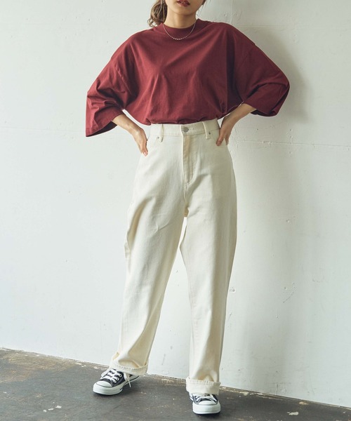 WEGO(ウィゴー)の「WEGO/【ZOZOTOWN&一部店限定】コットンワイドモックネックTシャツ(Tシャツ/カットソー・レディース・ホワイト/ブラック/パープル/ワイン/グリーン/ライトブラウン・FREE)」の13枚目の写真