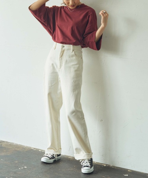WEGO(ウィゴー)の「WEGO/【ZOZOTOWN&一部店限定】コットンワイドモックネックTシャツ(Tシャツ/カットソー・レディース・ホワイト/ブラック/パープル/ワイン/グリーン/ライトブラウン・FREE)」の14枚目の写真