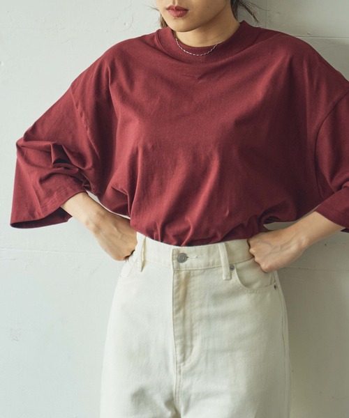 WEGO(ウィゴー)の「WEGO/【ZOZOTOWN&一部店限定】コットンワイドモックネックTシャツ(Tシャツ/カットソー・レディース・ホワイト/ブラック/パープル/ワイン/グリーン/ライトブラウン・FREE)」の18枚目の写真