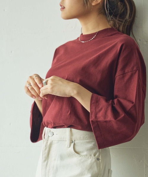 WEGO(ウィゴー)の「WEGO/【ZOZOTOWN&一部店限定】コットンワイドモックネックTシャツ(Tシャツ/カットソー・レディース・ホワイト/ブラック/パープル/ワイン/グリーン/ライトブラウン・FREE)」の19枚目の写真