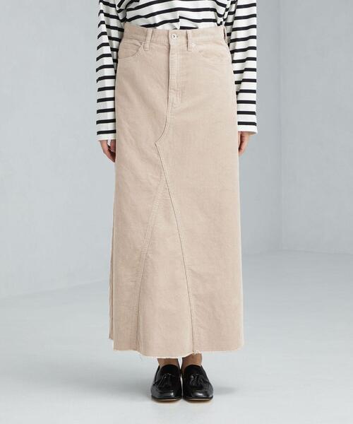 green label relaxing（グリーンレーベルリラクシング）の「リメイク風 フレア コーデュロイ デニム スカート（スカート・レディース・ベージュ/モカ/コバルトブルー・38/36）」の9枚目の写真