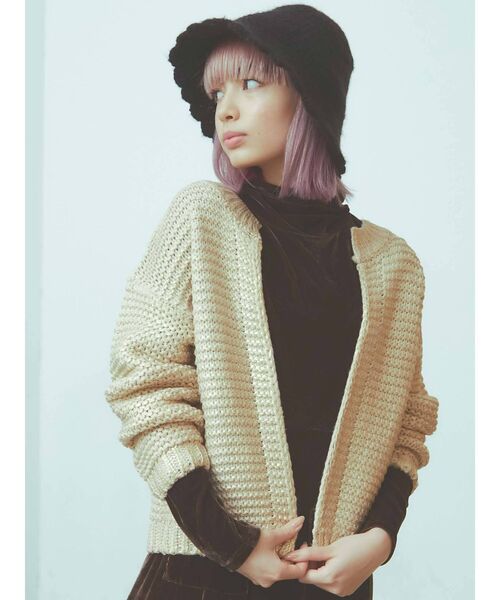 merry jenny（メリージェニー）の「Foilニットカーディガン（カーディガン/ボレロ・レディース・シルバー/ゴールド・FREE）」の7枚目の写真