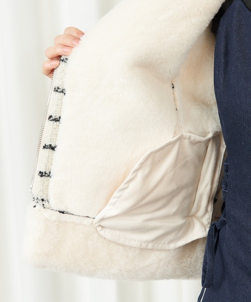 MIIA（ミーア）の「フェイクムートンツィードジャケット（ムートンコート・レディース・ブラック系その他/ホワイト系その他2・FREE）」の16枚目の写真