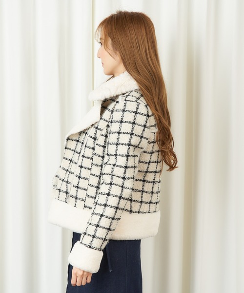 MIIA（ミーア）の「フェイクムートンツィードジャケット（ムートンコート・レディース・ブラック系その他/ホワイト系その他2・FREE）」の8枚目の写真