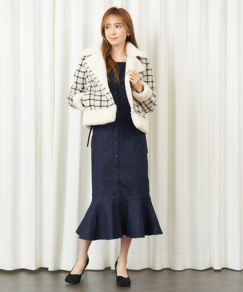 MIIA（ミーア）の「フェイクムートンツィードジャケット（ムートンコート・レディース・ブラック系その他/ホワイト系その他2・FREE）」の10枚目の写真