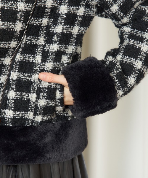 MIIA（ミーア）の「フェイクムートンツィードジャケット（ムートンコート・レディース・ブラック系その他/ホワイト系その他2・FREE）」の9枚目の写真