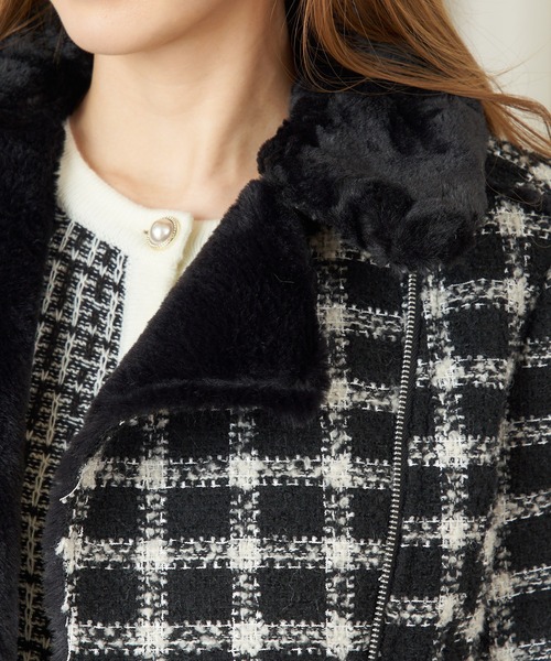 MIIA（ミーア）の「フェイクムートンツィードジャケット（ムートンコート・レディース・ブラック系その他/ホワイト系その他2・FREE）」の11枚目の写真