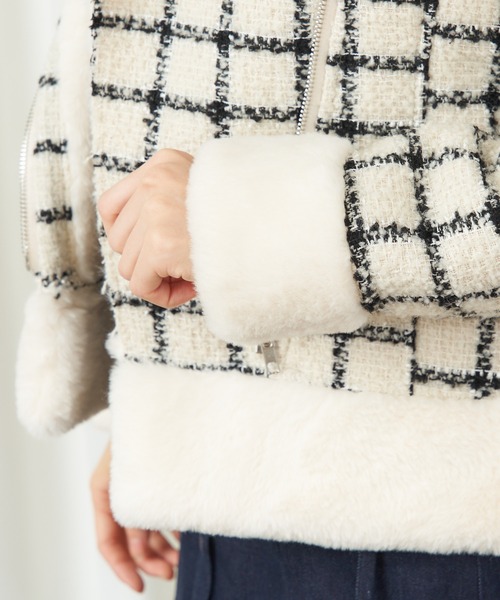 MIIA（ミーア）の「フェイクムートンツィードジャケット（ムートンコート・レディース・ブラック系その他/ホワイト系その他2・FREE）」の15枚目の写真