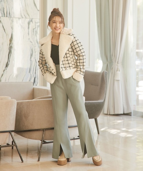 MIIA（ミーア）の「フェイクムートンツィードジャケット（ムートンコート・レディース・ブラック系その他/ホワイト系その他2・FREE）」の14枚目の写真