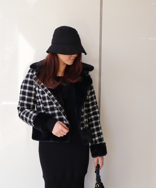 MIIA（ミーア）の「フェイクムートンツィードジャケット（ムートンコート・レディース・ブラック系その他/ホワイト系その他2・FREE）」の19枚目の写真