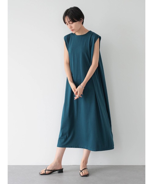 AMERICAN HOLIC（アメリカンホリック）の「Aラインノースリーブワンピース（ワンピース・レディース・ブラック/ブルーグリーン・M/L）」の2枚目の写真