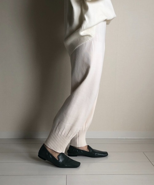 wee9s（ウィークス）の「relax knit pants / リラックスな履き心地なウエストゴムニットパンツ（スウェットパンツ・レディース・ブラック/ベージュ/アイボリー/グレー・FREE/LONG）」の22枚目の写真