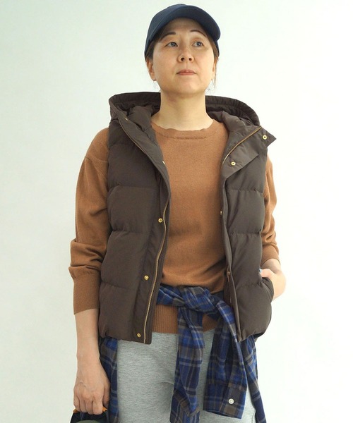 Grand PARK（グランドパーク）の「タフタダウンベスト（ダウンベスト・レディース・チャコールグレー/ライトグレー/ブラウン/ネイビー・FREE）」の2枚目の写真