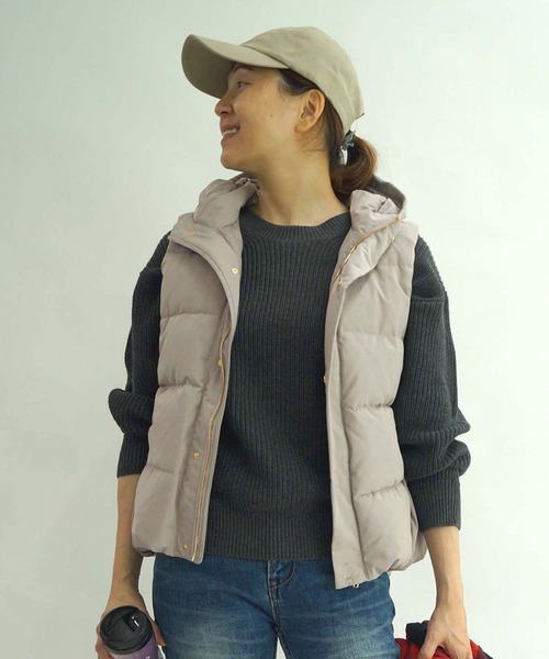 Grand PARK（グランドパーク）の「タフタダウンベスト（ダウンベスト・レディース・チャコールグレー/ライトグレー/ブラウン/ネイビー・FREE）」の3枚目の写真