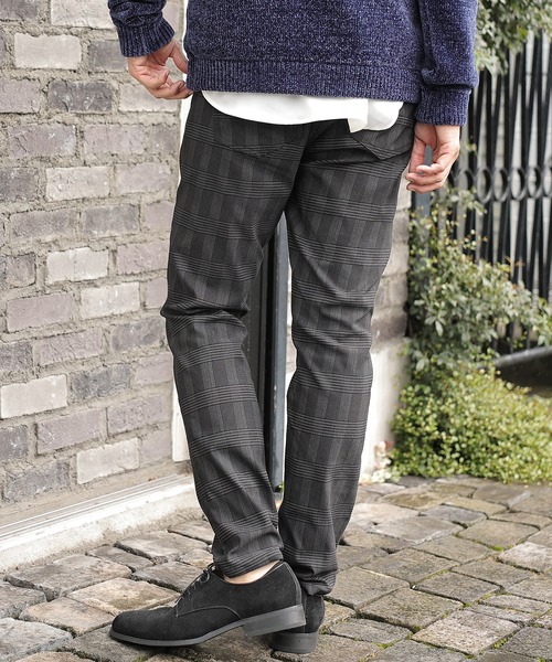 UNION STATION（ユニオンステーション）の「ハイパーストレッチ裏起毛ファイブポケットパンツ（スラックス・メンズ・ブラック系その他/チェック・LL/S/M/L）」の5枚目の写真