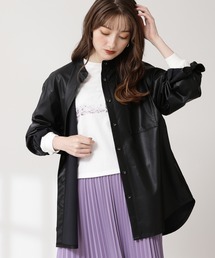 N.（N. Natural Beauty Basic） | ◆フェイクレザーバンドカラーシャツ(シャツ/ブラウス)