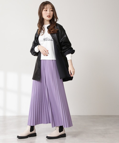 N.（N. Natural Beauty Basic）（エヌエヌナチュラルビューティーベーシック）の「◆フェイクレザーバンドカラーシャツ（シャツ/ブラウス・レディース・ブラック/ナチュラル/グレイッシュブルー・MEDIUM）」の12枚目の写真