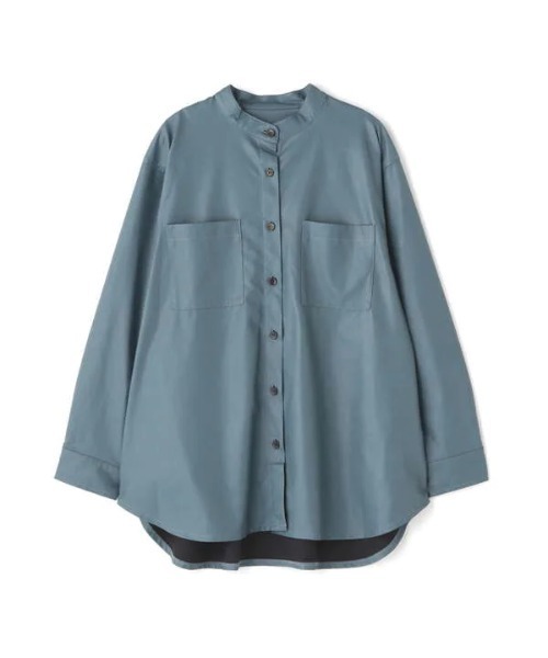 N.（N. Natural Beauty Basic）（エヌエヌナチュラルビューティーベーシック）の「◆フェイクレザーバンドカラーシャツ（シャツ/ブラウス・レディース・ブラック/ナチュラル/グレイッシュブルー・MEDIUM）」の22枚目の写真