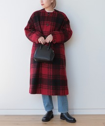 BEAMS BOY | BEAMS BOY / スライバー タータンチェック ノーカラー コート(ノーカラーコート)