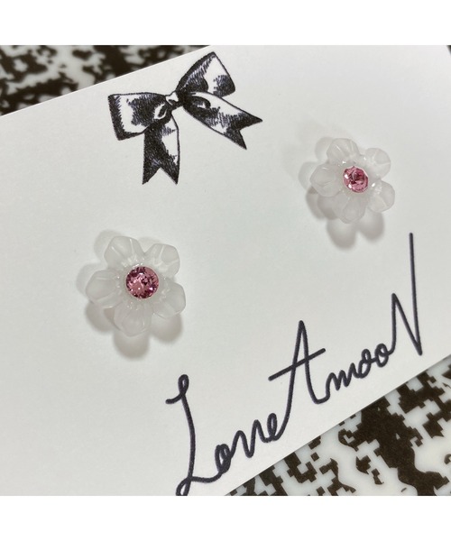 tone(トーン)の「【LoveAmooN】frost flower lightrose(MA)(ピアス(両耳用)・レディース・シルバー・FREE)」の4枚目の写真