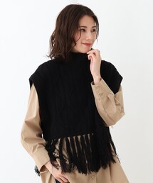 SHOO・LA・RUE | フリンジバルキーケーブルニットベスト(ベスト)