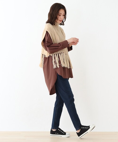 SHOO・LA・RUE（シューラルー）の「◆フリンジバルキーケーブルニットベスト（ベスト・レディース・ブラック/グリーン/ナチュラル・02/03）」の13枚目の写真