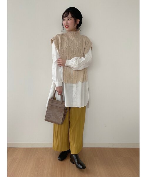 SHOO・LA・RUE（シューラルー）の「◆フリンジバルキーケーブルニットベスト（ベスト・レディース・ブラック/グリーン/ナチュラル・02/03）」の14枚目の写真