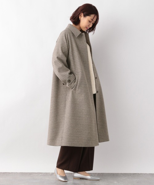 GLOBAL WORK（グローバルワーク）の「軽やかストレッチステンカラーコート/947221（ダッフルコート・レディース・グレー系その他6/ライトベージュ/アイボリー/ダークブラウン・MEDIUM/LARGE）」の18枚目の写真