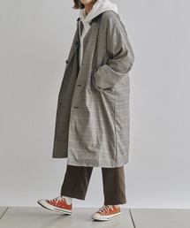 CPCM | 襟コーデュロイチェックBIGステンカラーコート(ステンカラーコート)