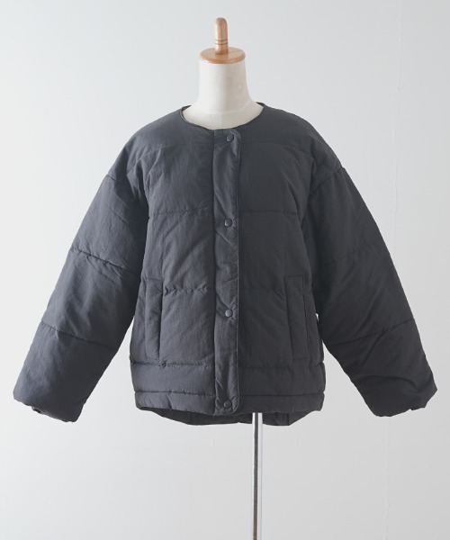 Futier land（フューティアランド）の「ノーカラーフェイクダウン（ダウンジャケット/コート・レディース・アイボリー/ブラック/ライトグレー・MEDIUM）」の8枚目の写真