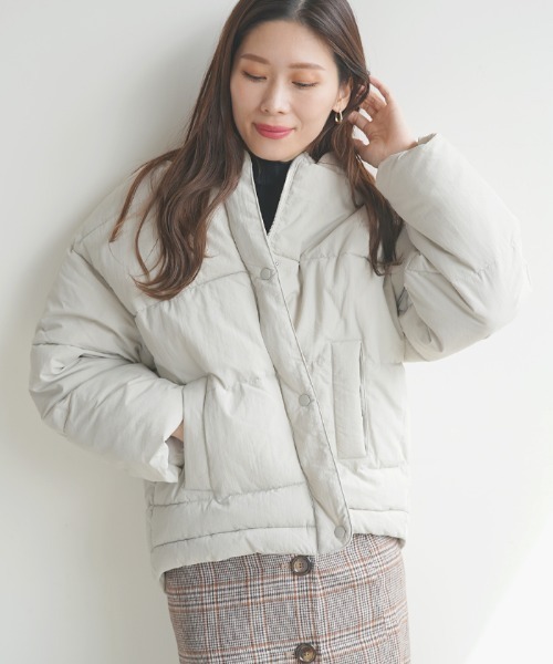 Futier land（フューティアランド）の「ノーカラーフェイクダウン（ダウンジャケット/コート・レディース・アイボリー/ブラック/ライトグレー・MEDIUM）」の22枚目の写真