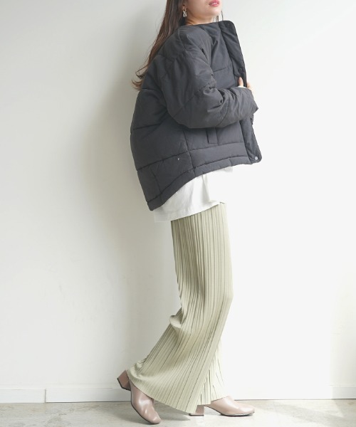 Futier land（フューティアランド）の「ノーカラーフェイクダウン（ダウンジャケット/コート・レディース・アイボリー/ブラック/ライトグレー・MEDIUM）」の15枚目の写真