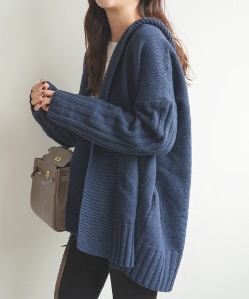 Futier land（フューティアランド）の「アームリブロングニットコーディガン（カーディガン/ボレロ・レディース・ネイビー/グレー/モカ・FREE）」の3枚目の写真