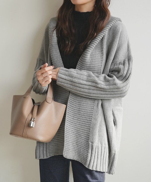Futier land（フューティアランド）の「アームリブロングニットコーディガン（カーディガン/ボレロ・レディース・ネイビー/グレー/モカ・FREE）」の2枚目の写真