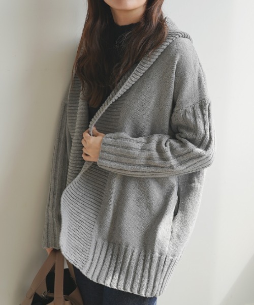 Futier land（フューティアランド）の「アームリブロングニットコーディガン（カーディガン/ボレロ・レディース・ネイビー/グレー/モカ・FREE）」の15枚目の写真