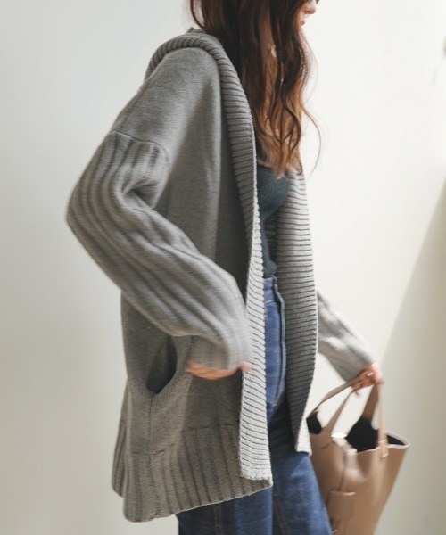 Futier land（フューティアランド）の「アームリブロングニットコーディガン（カーディガン/ボレロ・レディース・ネイビー/グレー/モカ・FREE）」の4枚目の写真