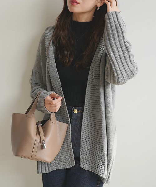 Futier land（フューティアランド）の「アームリブロングニットコーディガン（カーディガン/ボレロ・レディース・ネイビー/グレー/モカ・FREE）」の16枚目の写真