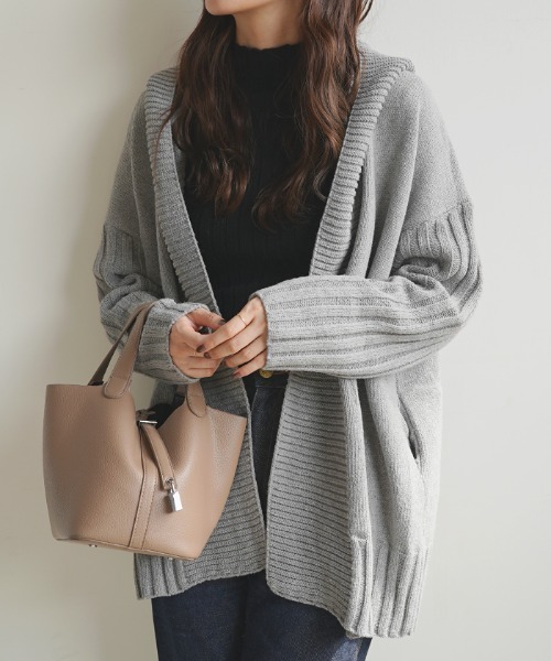 Futier land（フューティアランド）の「アームリブロングニットコーディガン（カーディガン/ボレロ・レディース・ネイビー/グレー/モカ・FREE）」の5枚目の写真