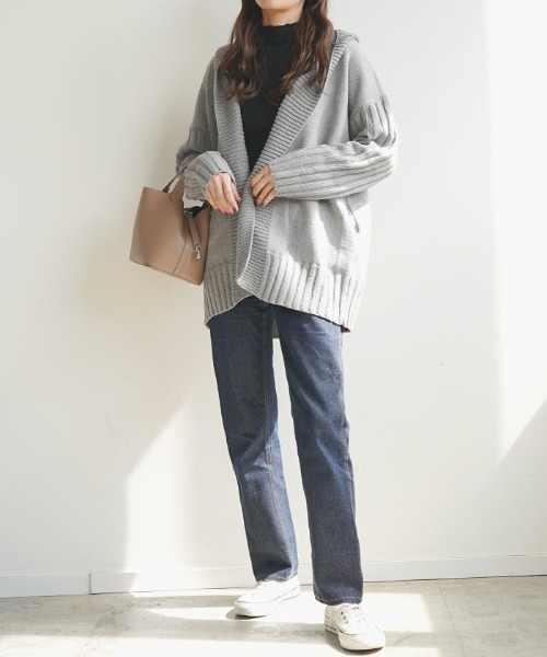 Futier land（フューティアランド）の「アームリブロングニットコーディガン（カーディガン/ボレロ・レディース・ネイビー/グレー/モカ・FREE）」の11枚目の写真