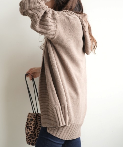 Futier land（フューティアランド）の「アームリブロングニットコーディガン（カーディガン/ボレロ・レディース・ネイビー/グレー/モカ・FREE）」の6枚目の写真