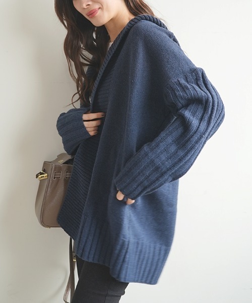 Futier land（フューティアランド）の「アームリブロングニットコーディガン（カーディガン/ボレロ・レディース・ネイビー/グレー/モカ・FREE）」の7枚目の写真