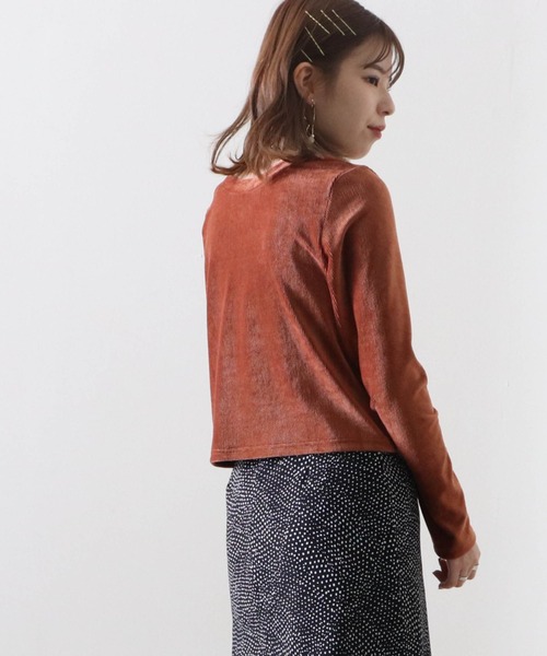 Cheek(チーク)の「2wayリブベロアカーディガン(カーディガン/ボレロ・レディース・グレイッシュベージュ/オレンジ/ブルー・MEDIUM)」の11枚目の写真