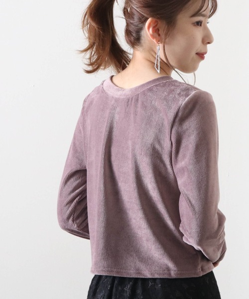 Cheek(チーク)の「2wayリブベロアカーディガン(カーディガン/ボレロ・レディース・グレイッシュベージュ/オレンジ/ブルー・MEDIUM)」の22枚目の写真