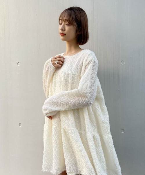 titty&Co. PETIT(ティティアンドコープティ)の「【titty&Co.PETIT】シャギーティアードミニワンピース(ワンピース・レディース・ホワイト/ブラック・SMALL/MEDIUM)」の18枚目の写真