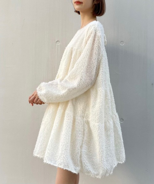 titty&Co. PETIT(ティティアンドコープティ)の「【titty&Co.PETIT】シャギーティアードミニワンピース(ワンピース・レディース・ホワイト/ブラック・SMALL/MEDIUM)」の8枚目の写真