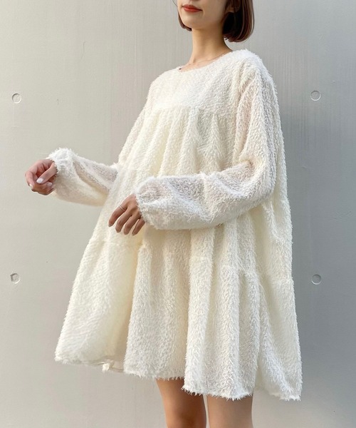 titty&Co. PETIT(ティティアンドコープティ)の「【titty&Co.PETIT】シャギーティアードミニワンピース(ワンピース・レディース・ホワイト/ブラック・SMALL/MEDIUM)」の14枚目の写真