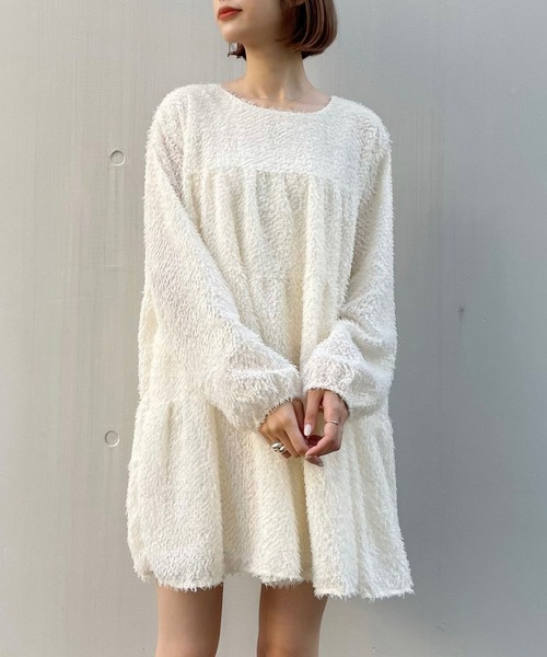 titty&Co. PETIT(ティティアンドコープティ)の「【titty&Co.PETIT】シャギーティアードミニワンピース(ワンピース・レディース・ホワイト/ブラック・SMALL/MEDIUM)」の10枚目の写真