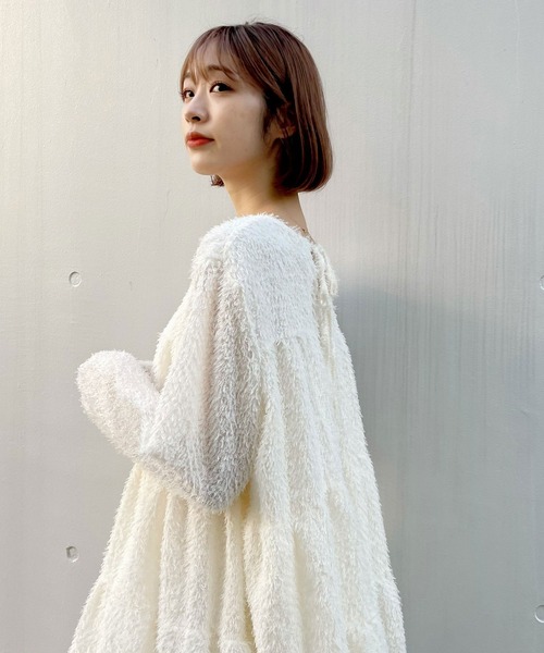 titty&Co. PETIT(ティティアンドコープティ)の「【titty&Co.PETIT】シャギーティアードミニワンピース(ワンピース・レディース・ホワイト/ブラック・SMALL/MEDIUM)」の9枚目の写真