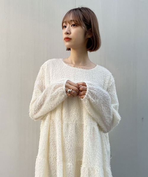 titty&Co. PETIT(ティティアンドコープティ)の「【titty&Co.PETIT】シャギーティアードミニワンピース(ワンピース・レディース・ホワイト/ブラック・SMALL/MEDIUM)」の13枚目の写真