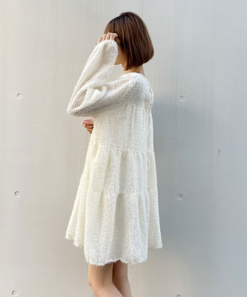 titty&Co. PETIT(ティティアンドコープティ)の「【titty&Co.PETIT】シャギーティアードミニワンピース(ワンピース・レディース・ホワイト/ブラック・SMALL/MEDIUM)」の19枚目の写真